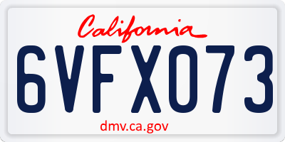 CA license plate 6VFX073