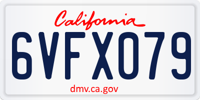 CA license plate 6VFX079