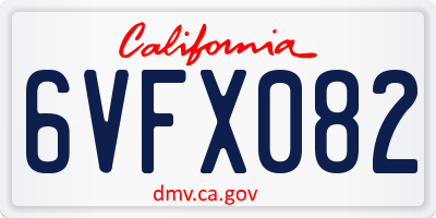 CA license plate 6VFX082