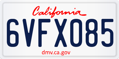 CA license plate 6VFX085