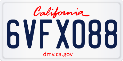 CA license plate 6VFX088