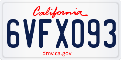 CA license plate 6VFX093