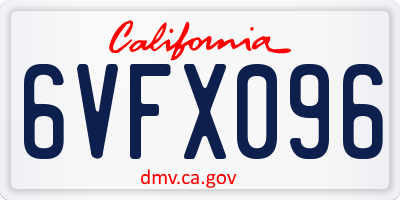 CA license plate 6VFX096