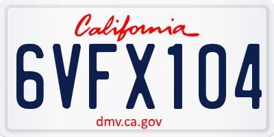 CA license plate 6VFX104
