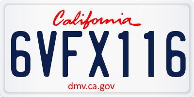 CA license plate 6VFX116