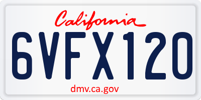 CA license plate 6VFX120