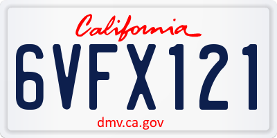 CA license plate 6VFX121