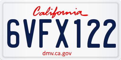 CA license plate 6VFX122