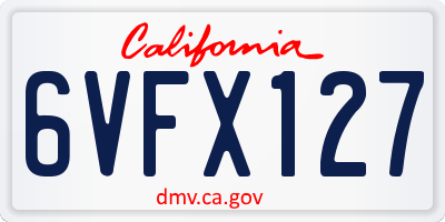CA license plate 6VFX127