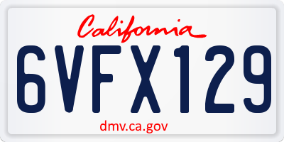 CA license plate 6VFX129