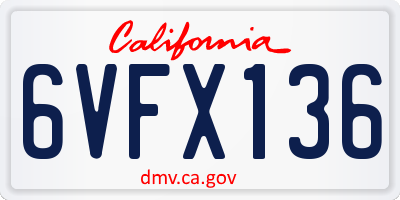 CA license plate 6VFX136