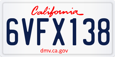 CA license plate 6VFX138