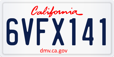 CA license plate 6VFX141