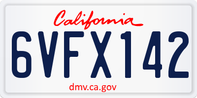 CA license plate 6VFX142