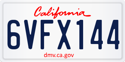 CA license plate 6VFX144