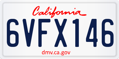 CA license plate 6VFX146