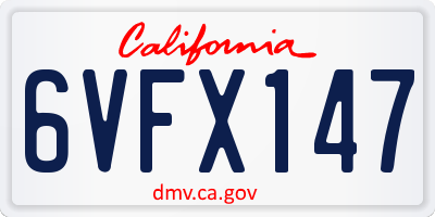 CA license plate 6VFX147