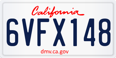 CA license plate 6VFX148