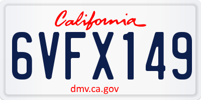 CA license plate 6VFX149