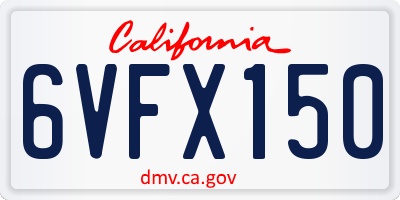 CA license plate 6VFX150