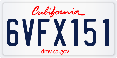 CA license plate 6VFX151