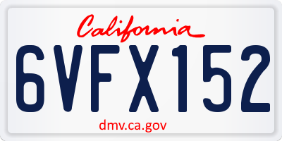 CA license plate 6VFX152
