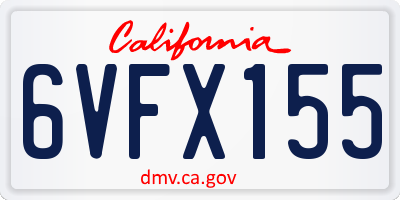 CA license plate 6VFX155