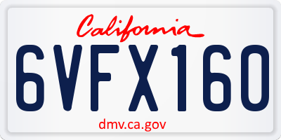 CA license plate 6VFX160