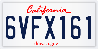 CA license plate 6VFX161