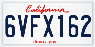 CA license plate 6VFX162