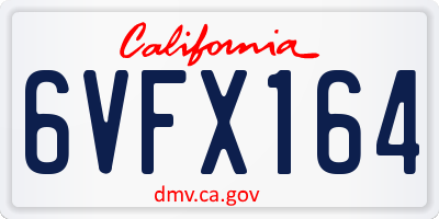 CA license plate 6VFX164