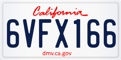 CA license plate 6VFX166