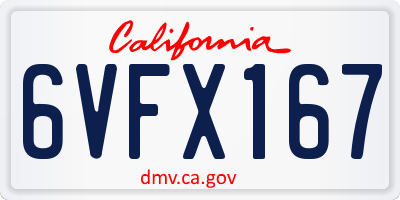CA license plate 6VFX167