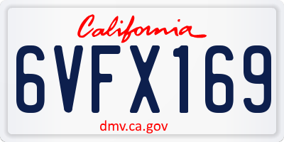 CA license plate 6VFX169