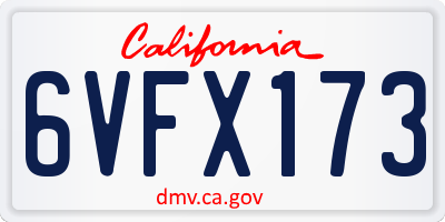 CA license plate 6VFX173