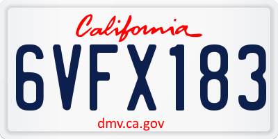 CA license plate 6VFX183