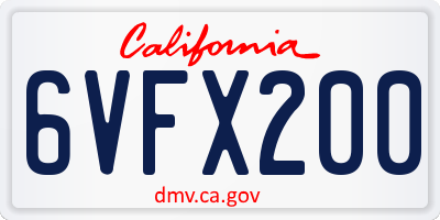 CA license plate 6VFX200