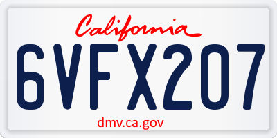 CA license plate 6VFX207