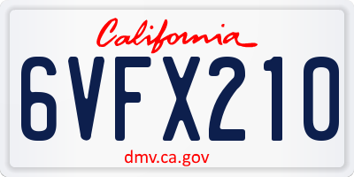 CA license plate 6VFX210