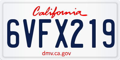 CA license plate 6VFX219