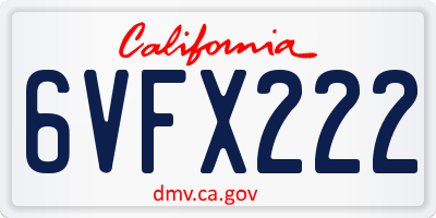 CA license plate 6VFX222