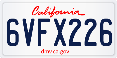 CA license plate 6VFX226