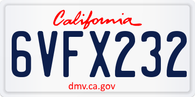 CA license plate 6VFX232