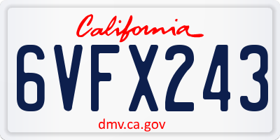 CA license plate 6VFX243