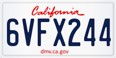 CA license plate 6VFX244