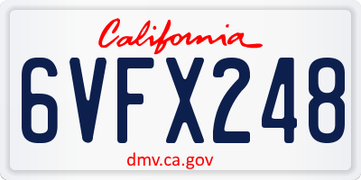 CA license plate 6VFX248