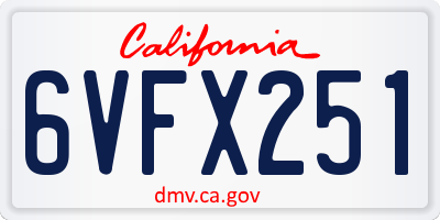 CA license plate 6VFX251