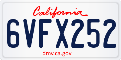 CA license plate 6VFX252