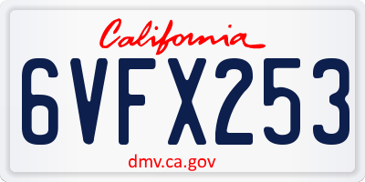 CA license plate 6VFX253