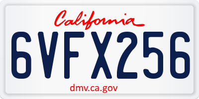 CA license plate 6VFX256